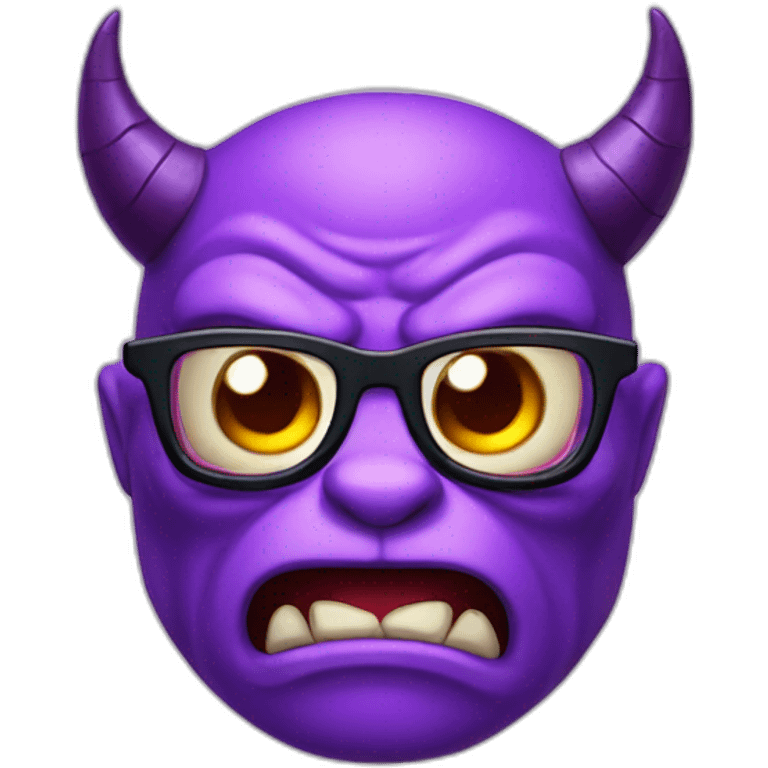 Angry purple devil in glasses emoji