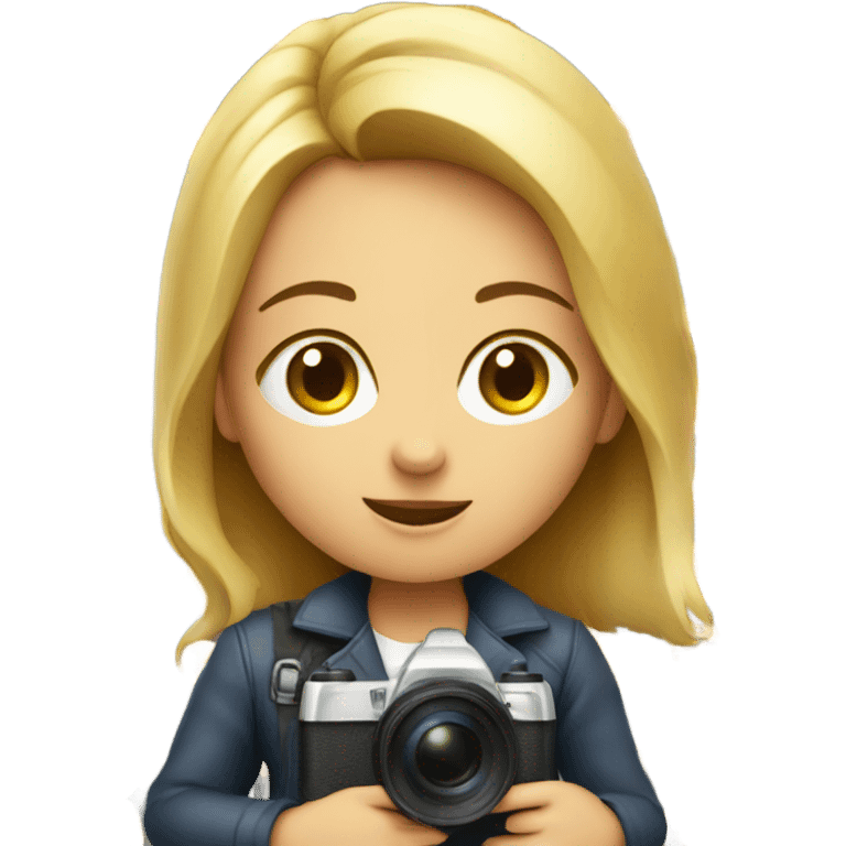 A young lady reporter with camera emoji