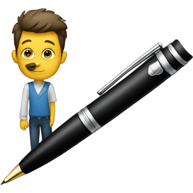 tiny person with huge pen emoji