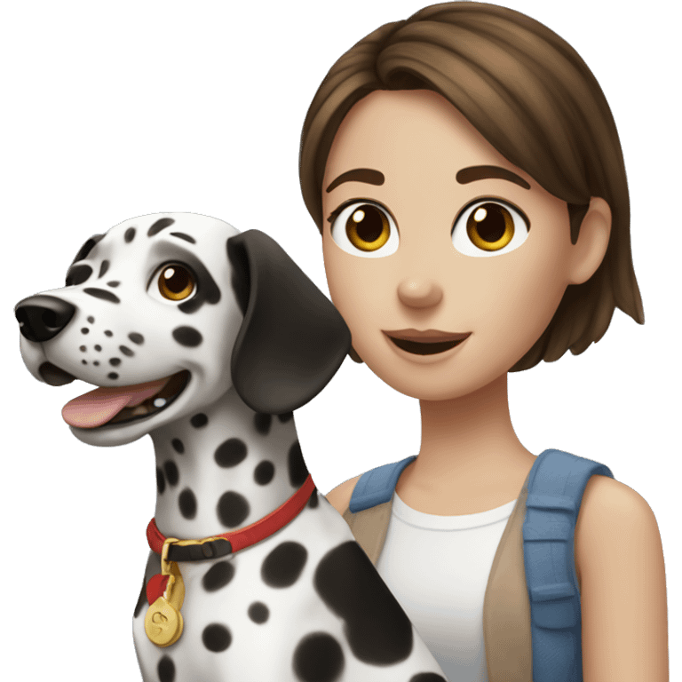 Dalmatian and brown hair girl  emoji