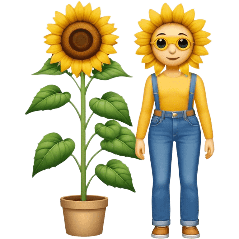 Sunflower wearing blue jeans emoji