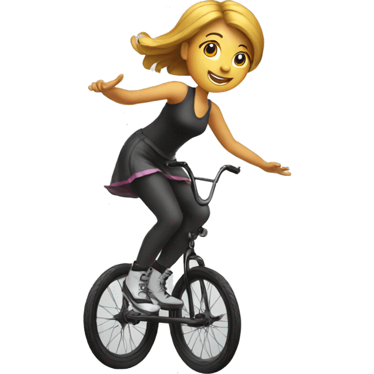 a girl performing tricks on a unicycle emoji