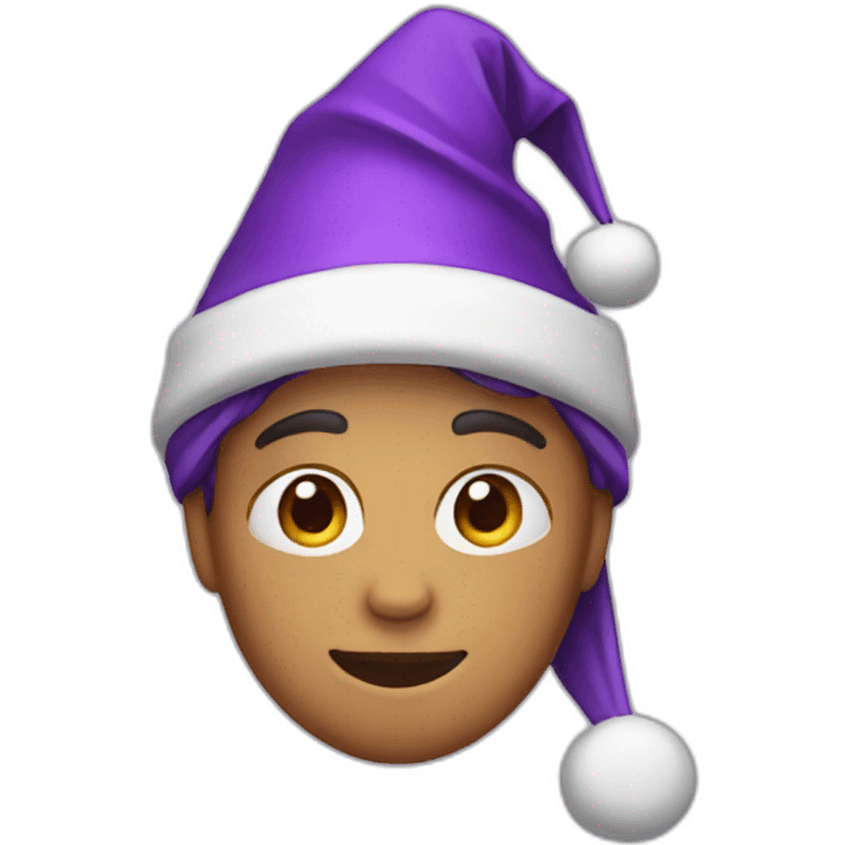 boy with a triangular purple Christmas hat emoji