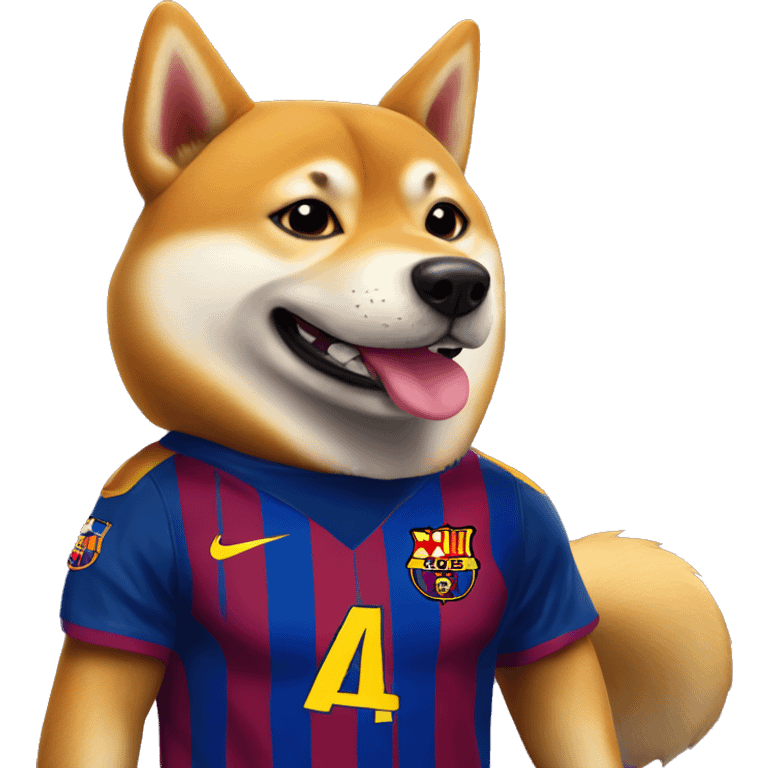 Shiba Inu with Barça soccer team tshirt emoji