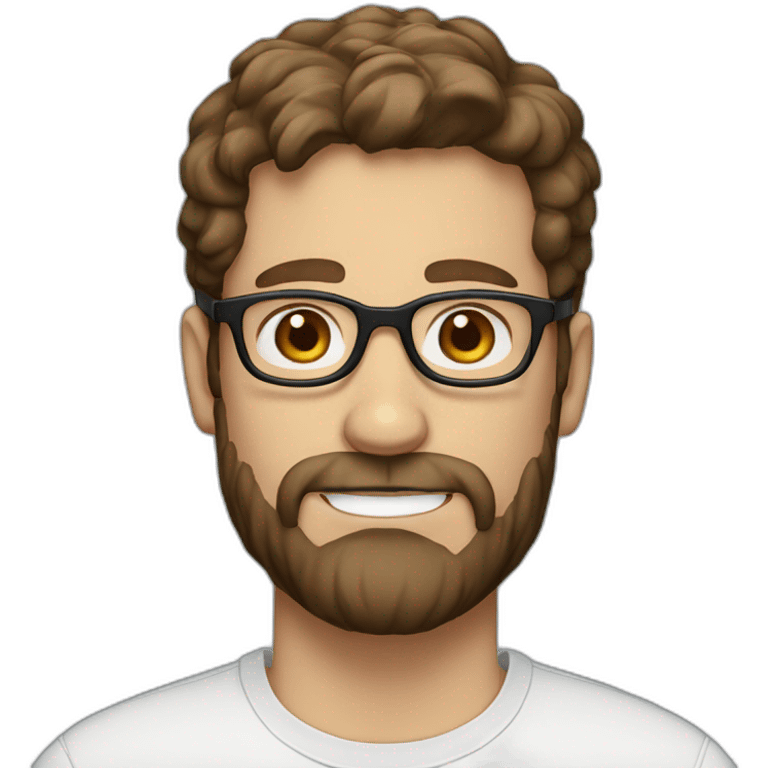 man with brown hair blue eyes beard and glasses emoji