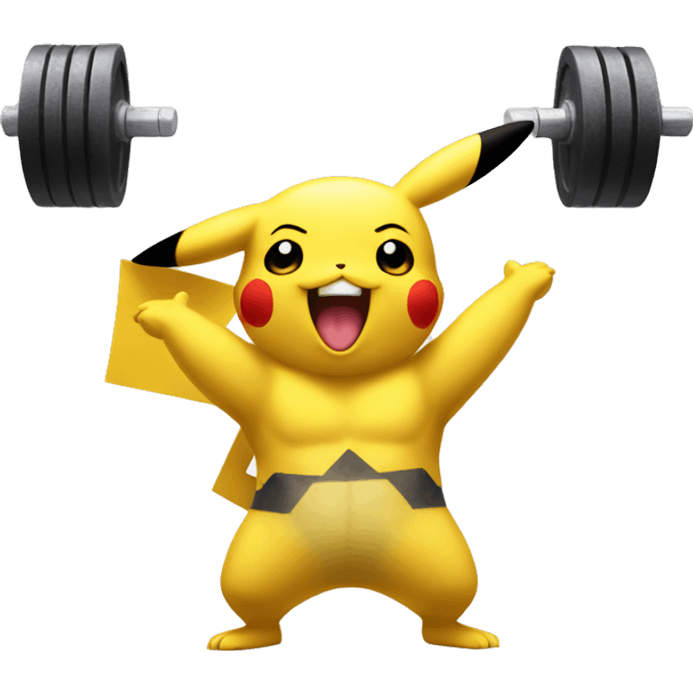 Pikachu cheering a white bodybuilder in training  emoji