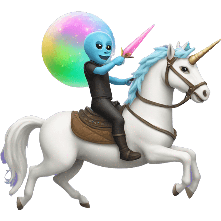 Alien riding a unicorn emoji