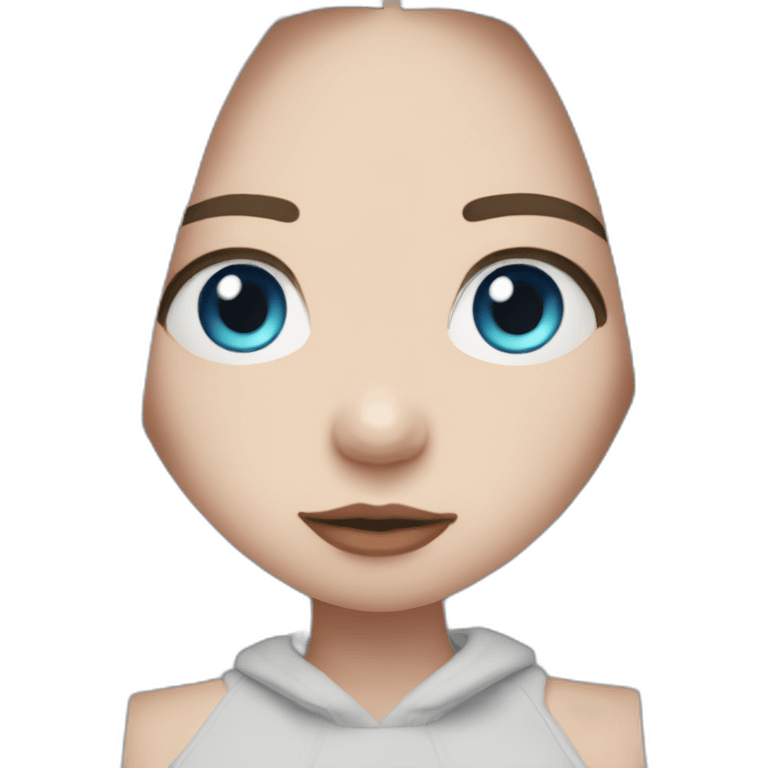 Billie Eilish with blue eyes and red roots emoji