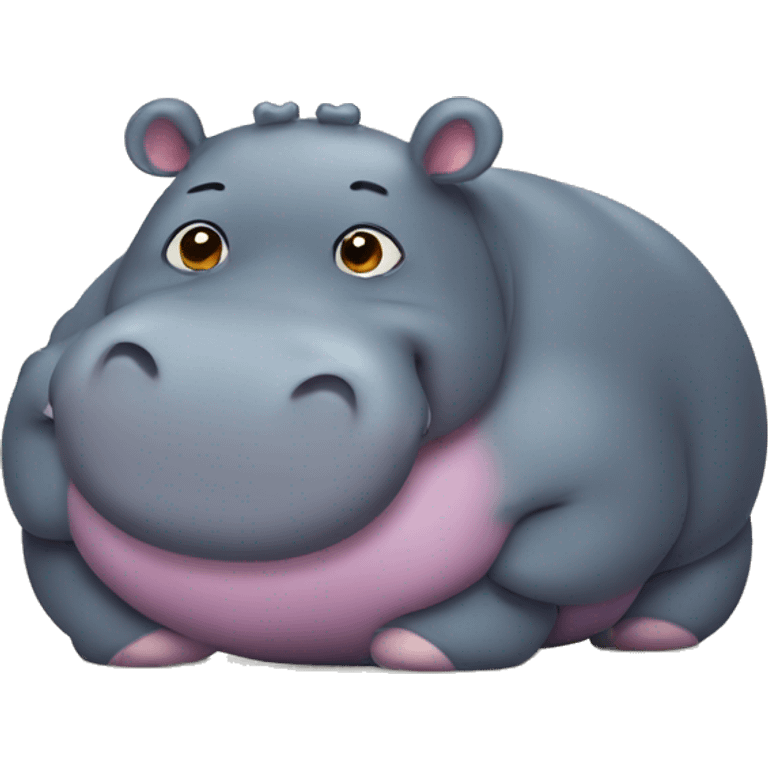 chubby hippo with a belly emoji