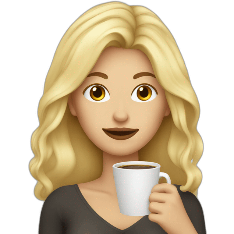 blonde hair woman graphic designer drinking coffee emoji