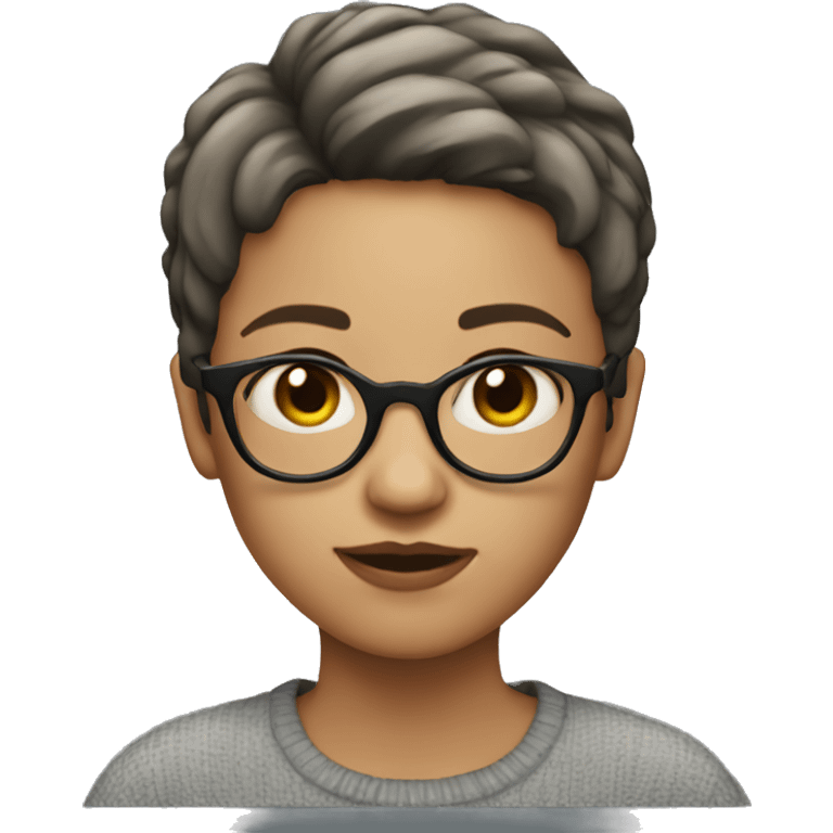 Girl with very short hair and spectacles emoji