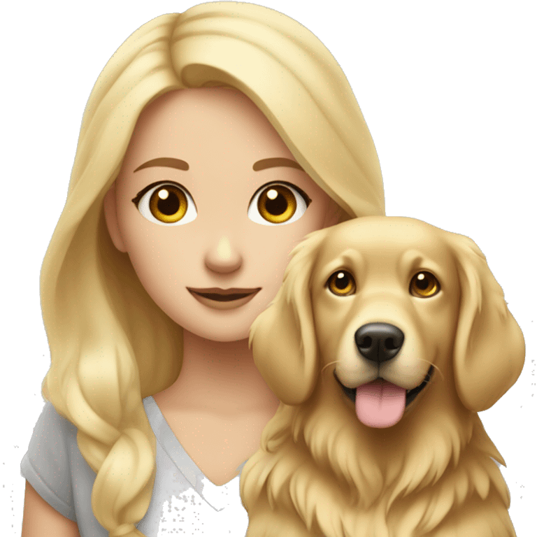 Blonde girl grey eyes with golden retriever  emoji