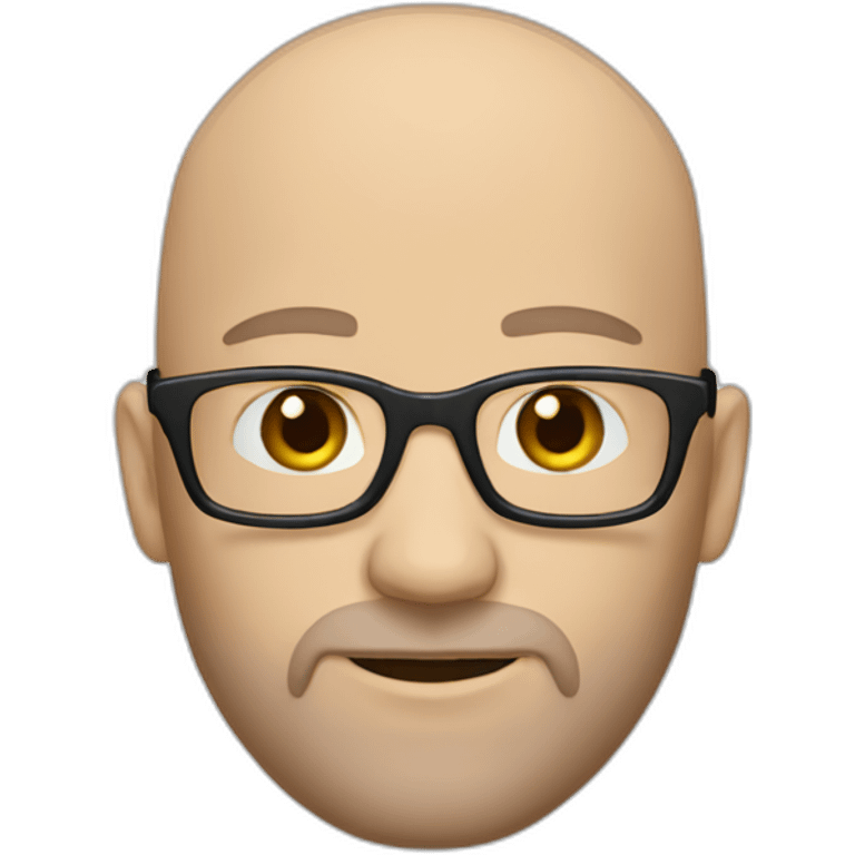 Bald white guy with glasses with dark brown beard emoji