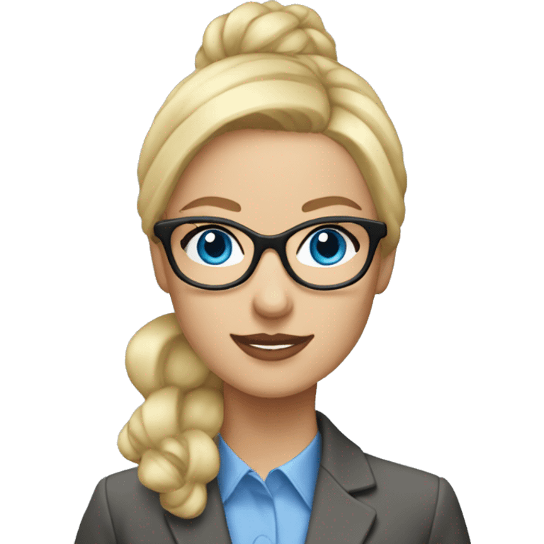 proffesional-woman-blonde-glasses-blue eyes-mesy bun emoji