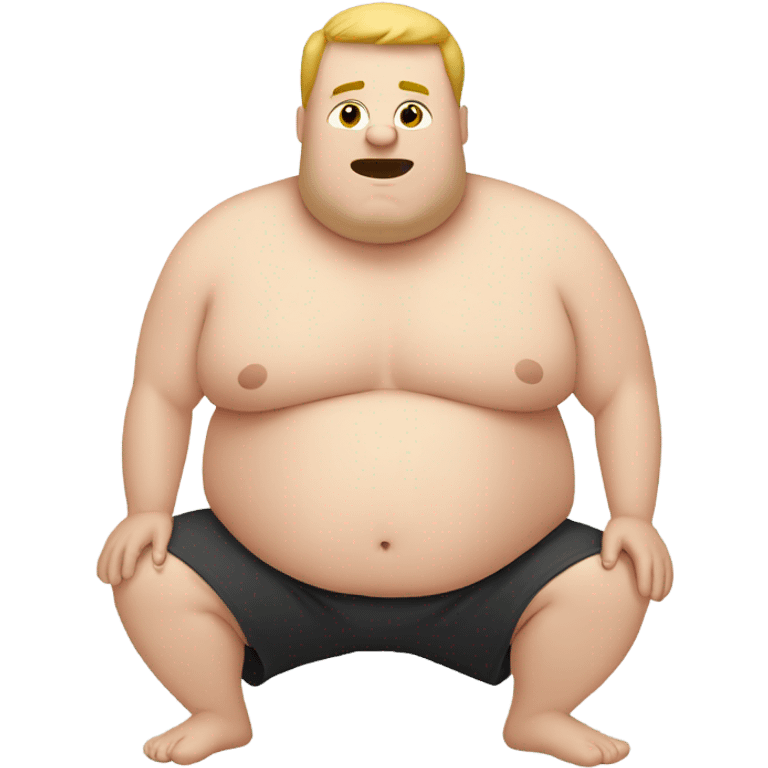 fat white guy shirtless doing sit-ups side view emoji