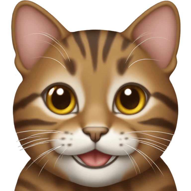 Realistic brown tabby cat smiling emoji