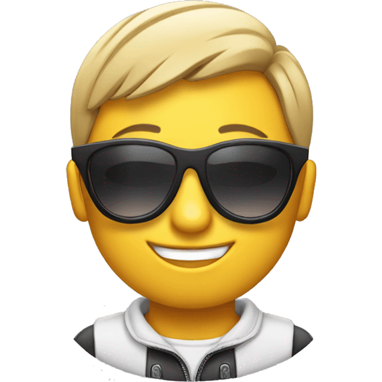 cool smiling with sunglasses holding a fie emoji