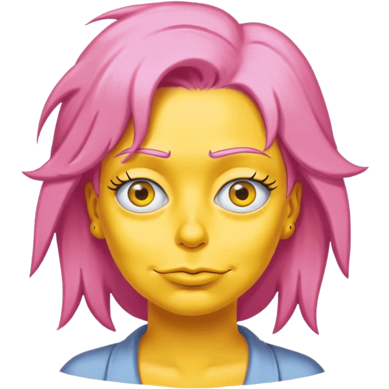 pink hair yellow face woman Simpson emoji