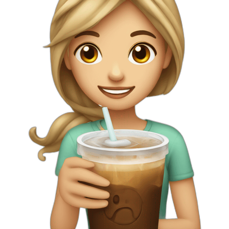 a girl enjoying her iced coffee  emoji