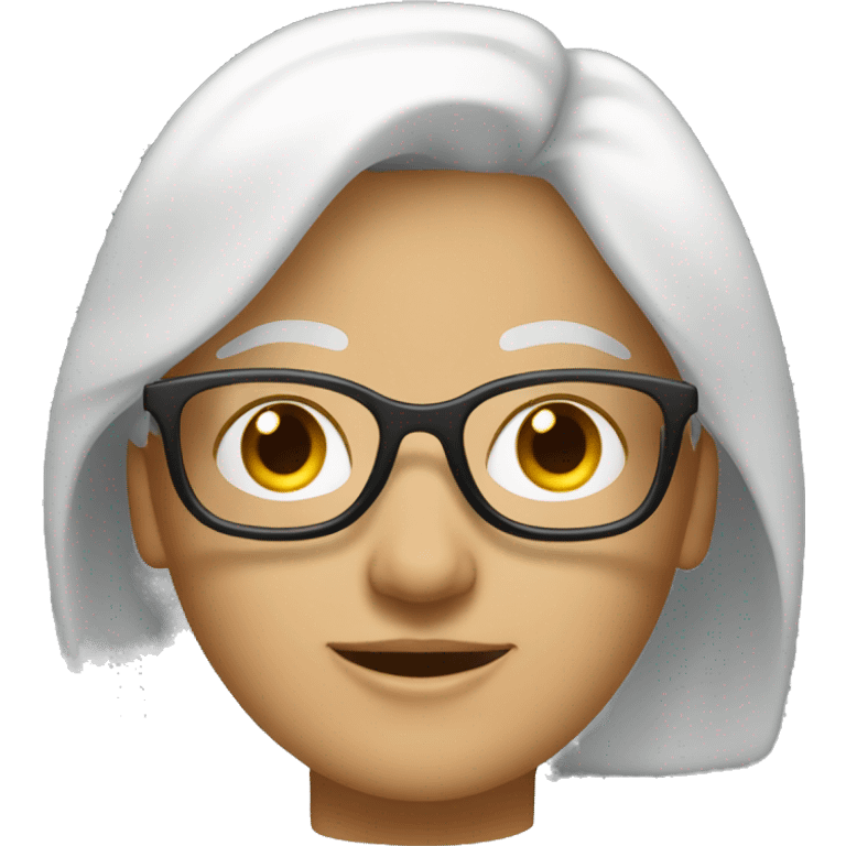 mujer 50 años pelo medio blanco gafas emoji