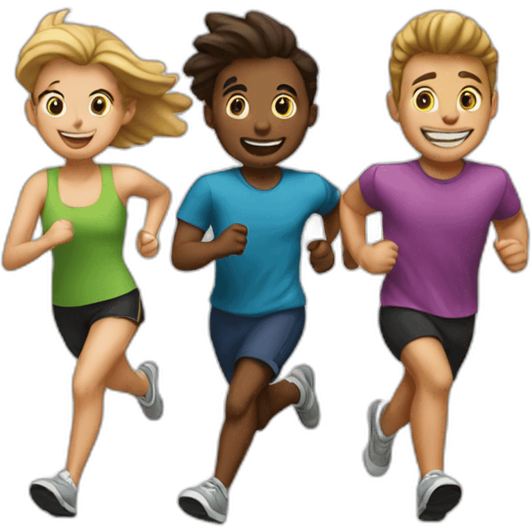 3 friends running emoji