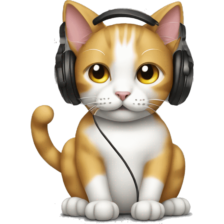 cat listening to music on headphones  emoji