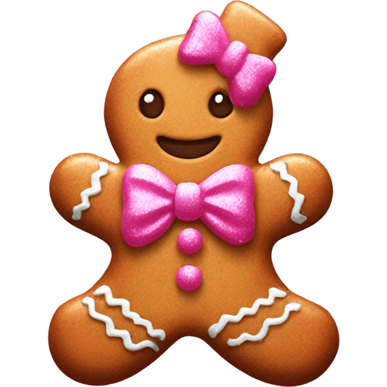 pink glittery gingerbread with a bow emoji