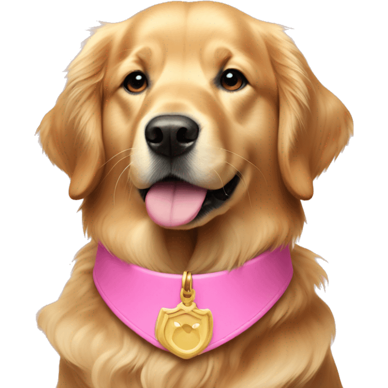 golden retriever wearing a pink collar emoji