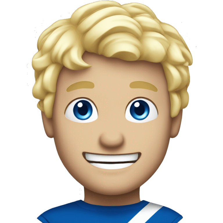 Male with blonde hair and blue eyes waving hand smiling with a Scotland flag emoji