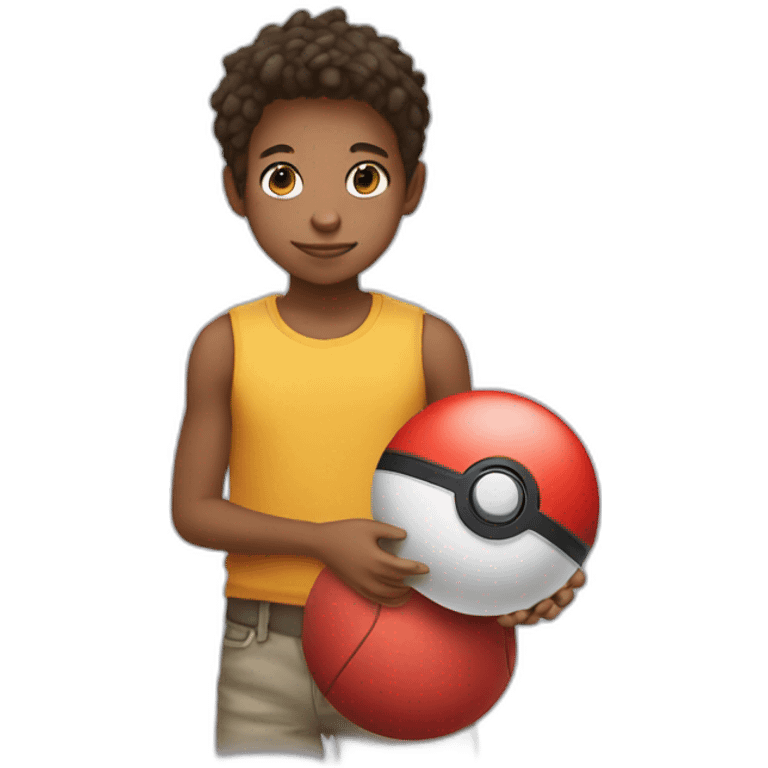 Kid holding pokeball emoji