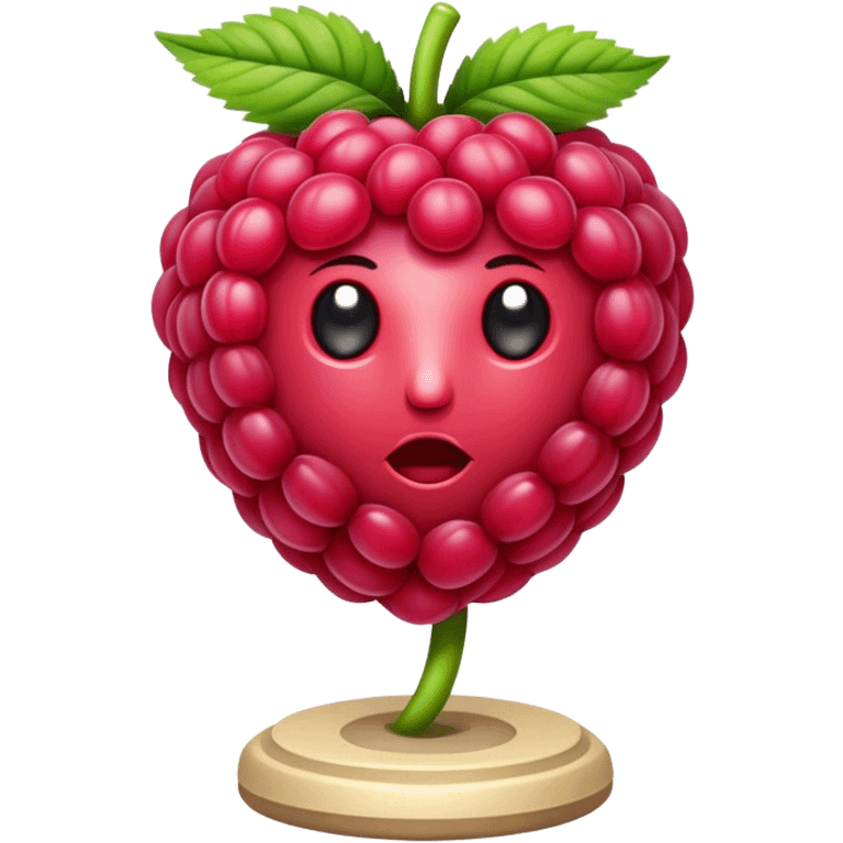 An ancient sculpture of raspberry emoji