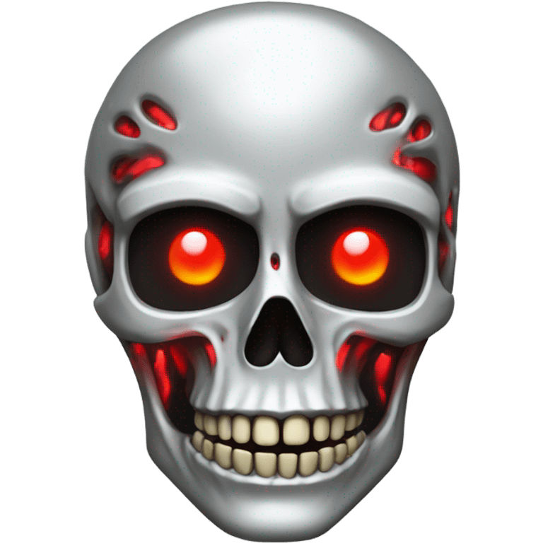 Chrome skeleton with red light eyes emoji