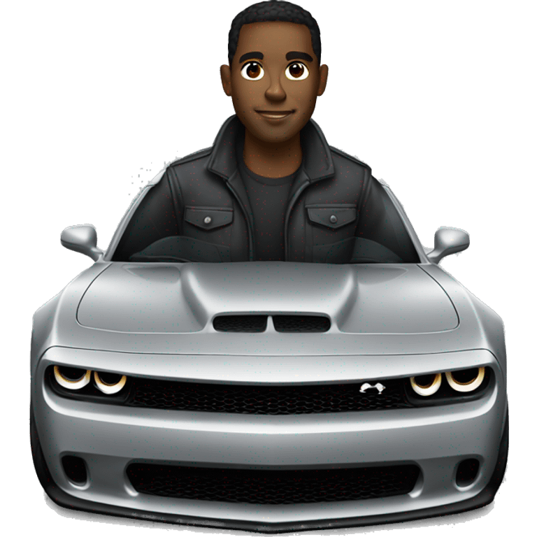 Black guy in dodge hellcat  emoji