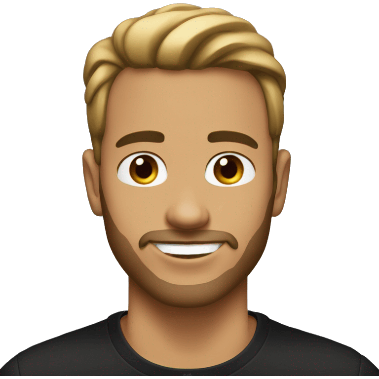 A man with gold earring , brown hairs, short beard, mid tan skin, with black tee shirt and pearl necklace  emoji