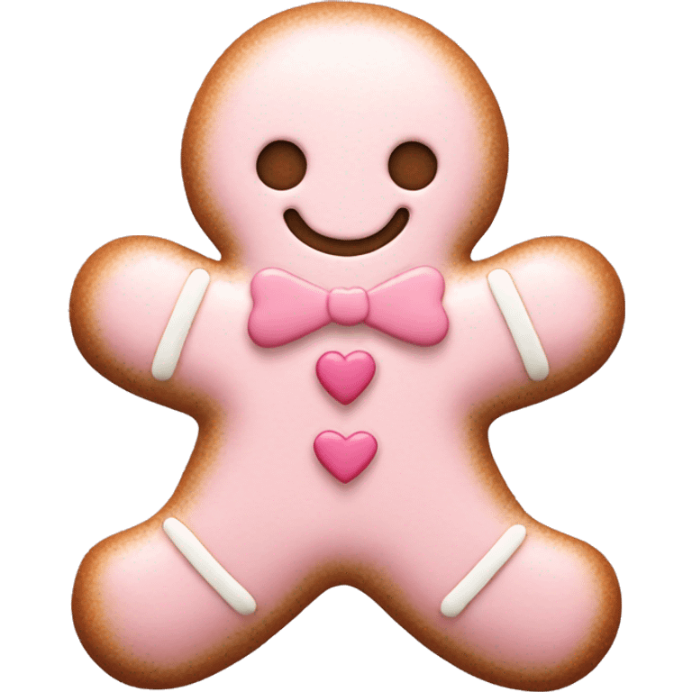 pale pink gingerbread man with heart emoji