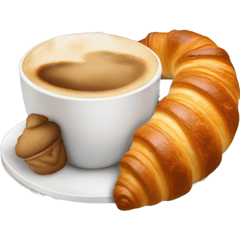 Cup of cappuccino with croissant emoji