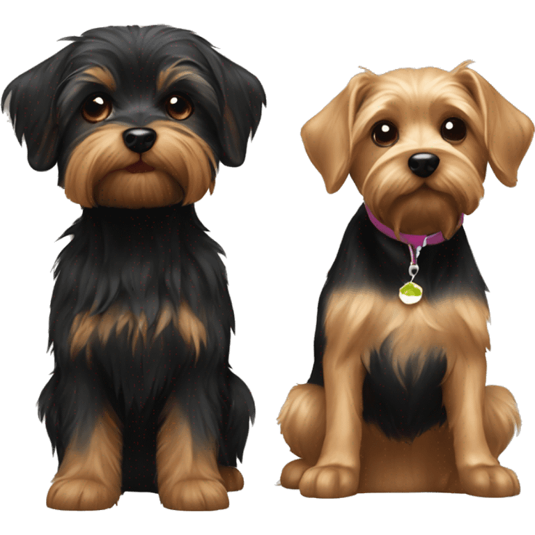 2 Yorkie and 1 black lab together  emoji