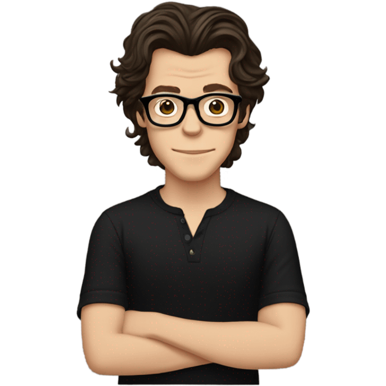 harry styles wearing glasses with a black shirt  emoji