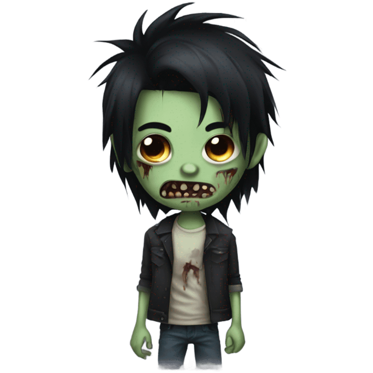 boy zombie with long emo black hair emoji