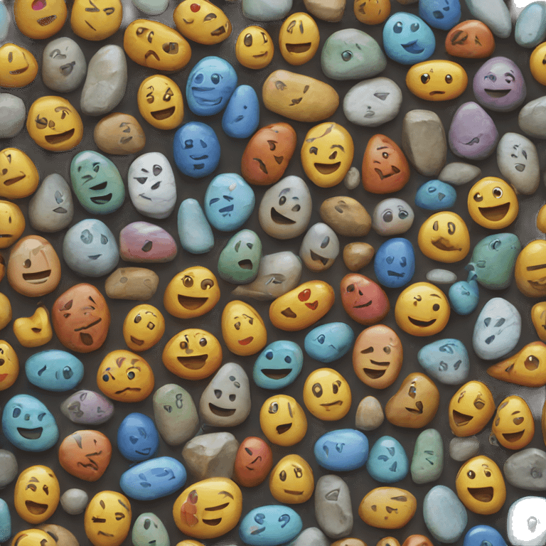 smiling colorful stone emoji