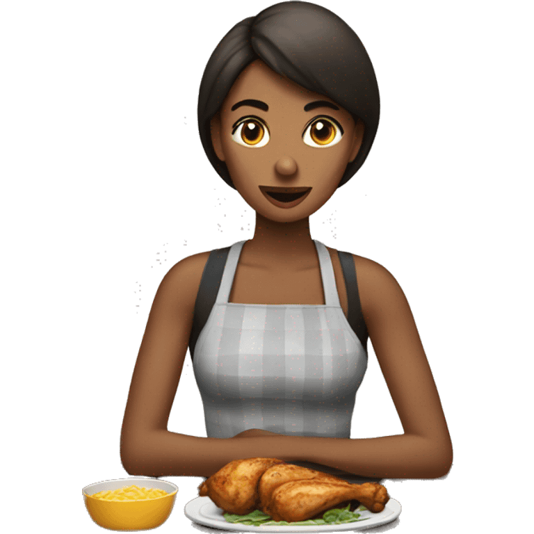 Woman eating grilled chicken  emoji