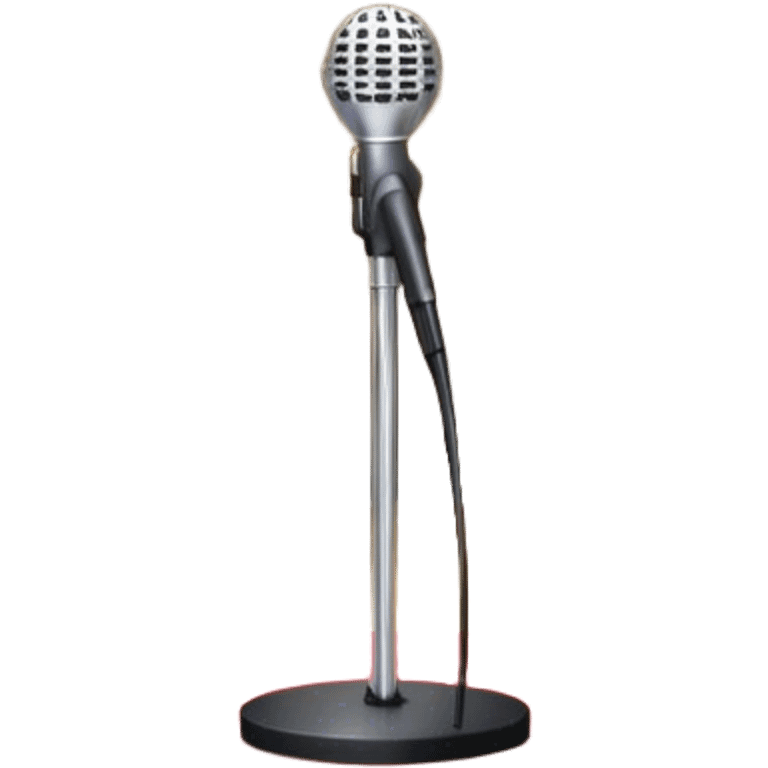 Create a glamorous and vibrant emoji that represents pop or stage vocal performance. The design should feature an empty stage with concert lighting. Include elements like an iconic stage microphone with a sparkling, rhinestone-studded microphone stand, set on a red carpet, a celebratory firework display in the background and a ribbon of musical notes flowing around the scene to symbolize the performance's energy. Use bright colors like gold, red, and silver to emphasize the excitement and glitz of the pop vocal world. The background should be transparent. emoji