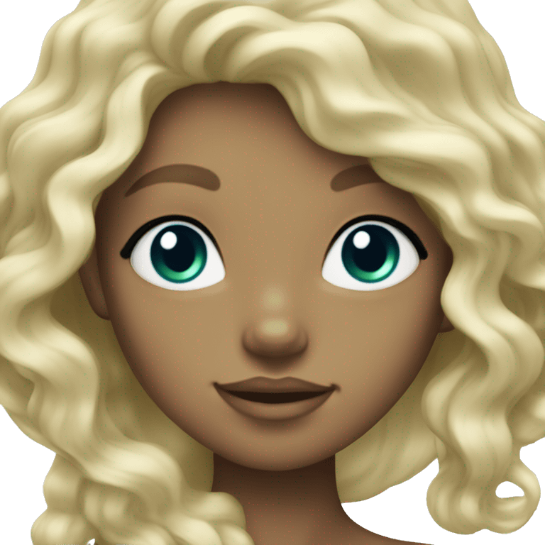 a mermaid with blonde wavy hair and green/blue eyes emoji