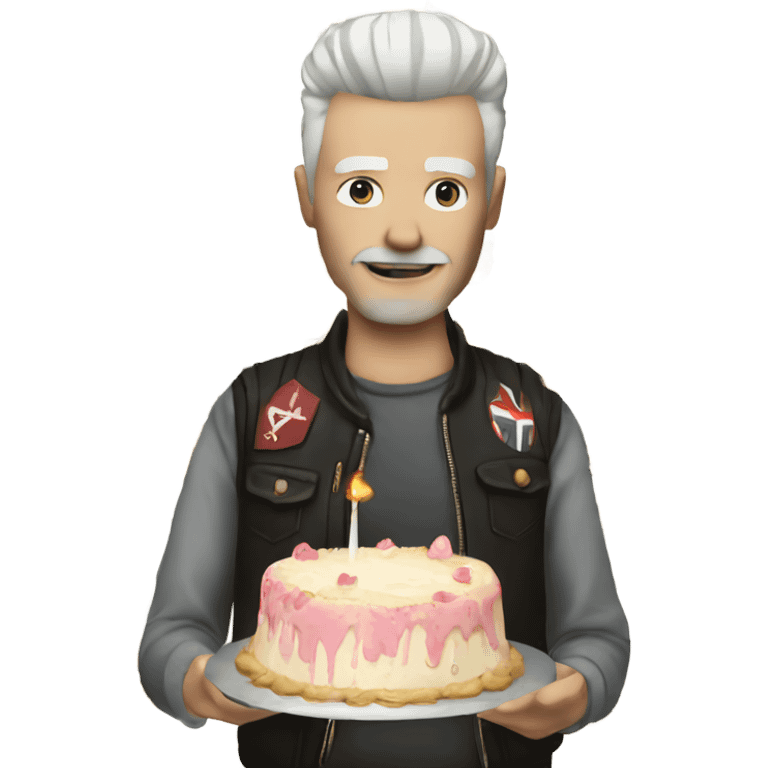 White male Punk with 60 year old cake emoji