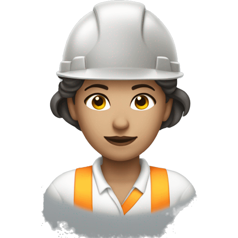 construction worker woman braun hair white clother with  desin project emoji