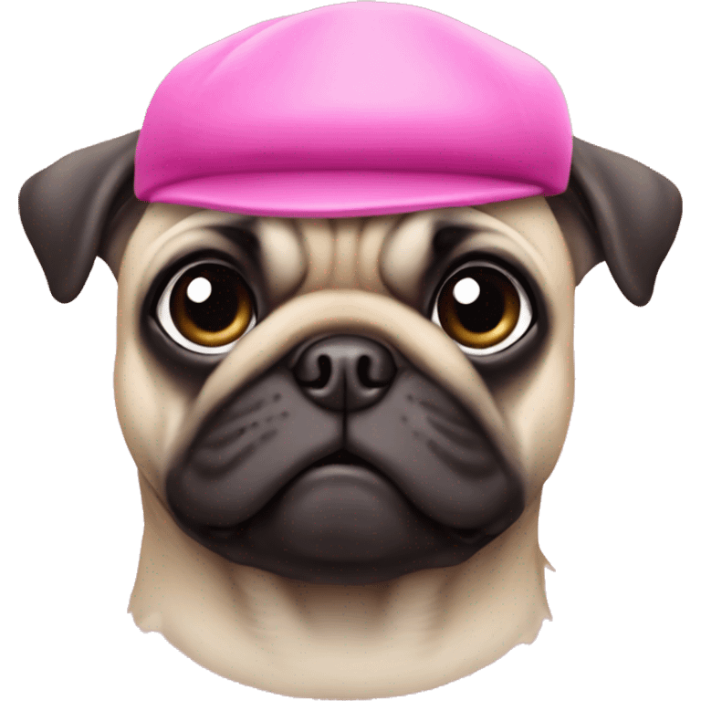 Pug with pink hat emoji