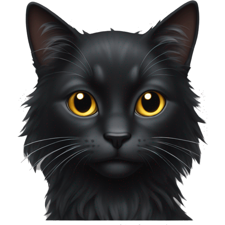 black cat domestic long-haired with white spot on the mouth emoji