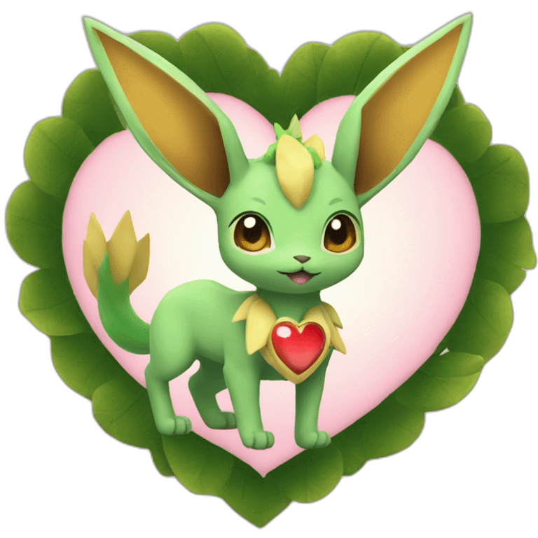 Leafeon Pokémon holding a heart emoji