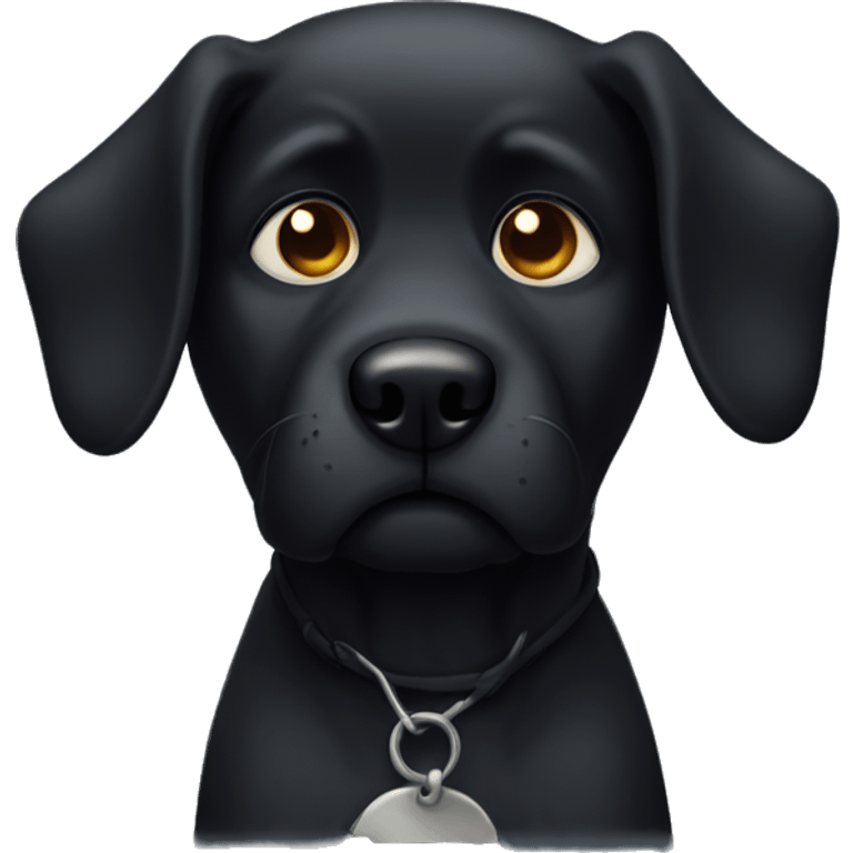 a sad black dog emoji