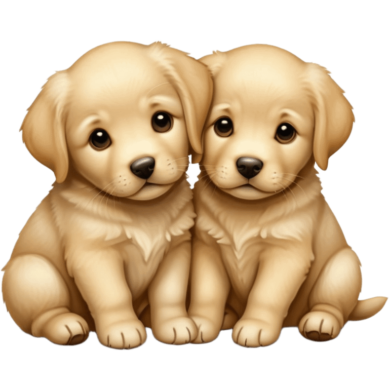 Two labrador puppies hugging emoji